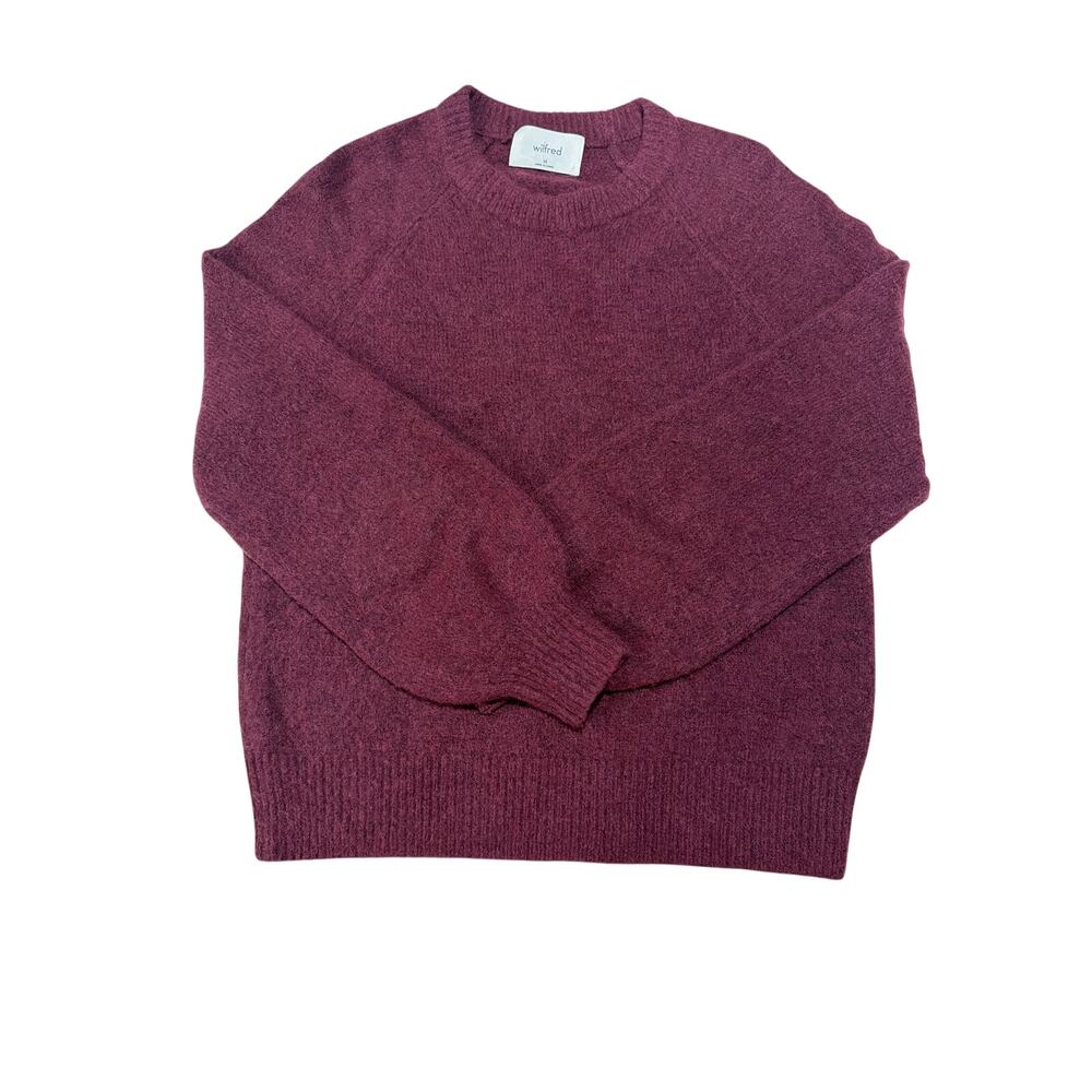 Wilfred Aritzia XS Sonder Sweater fuzzy red color raglan sleeves crew neck